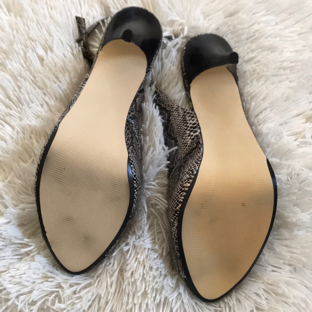 Open Toe Snakeskin Adjustable Slingback Heels - image 5